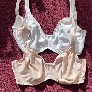 M&S Unlined Underwire Full-Cup Bra - White & Nude - 34F (US 34DDD)